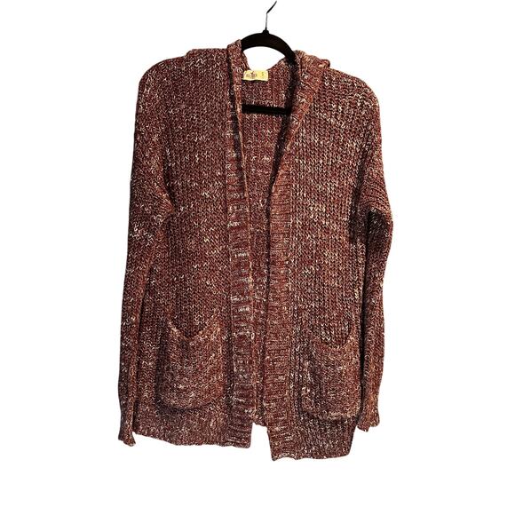 Hollister Size Small Hooded Open Front Cardigan Plum Warm Cozy Fall Winter Soft - Picture 1 of 7